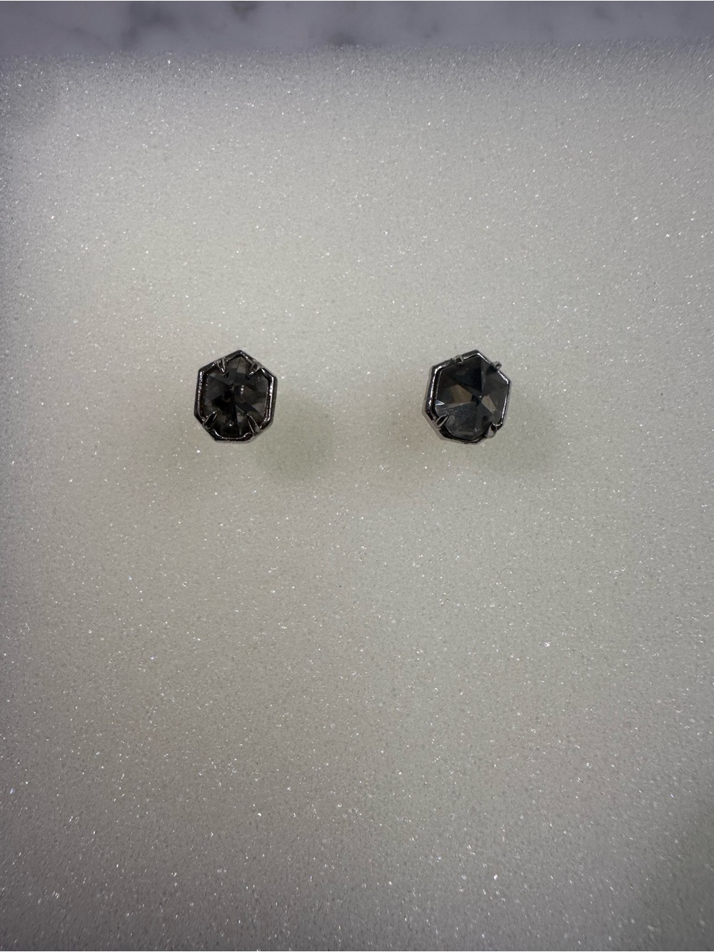 Kendra Scott Silver Smoky Gray Faceted Stud Earrings